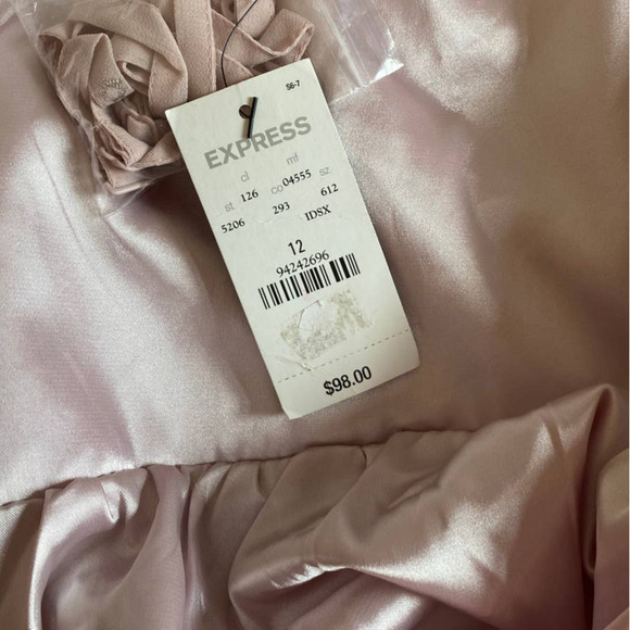Express womens dress size 12 pink chiffon wrap sequin lined mini prom dance nwt - Picture 10 of 11